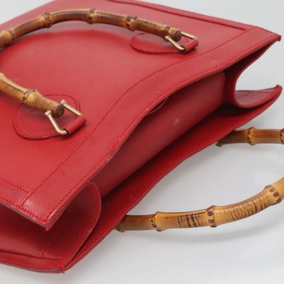 GUCCI Bamboo Hand Bag Leather Red Gold 002 2853 0260 0 - Picture 6 of 16